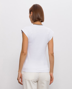 Peserico White ribbed top with monil chain A06769J00DA5669