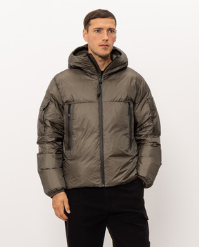 C.P. Company Metropolis Green down jacket with logo print LOW038A110467V