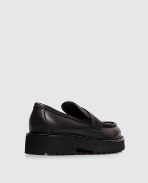 Doucal's Black combination loafers with monil chain DD8741PHILPF871