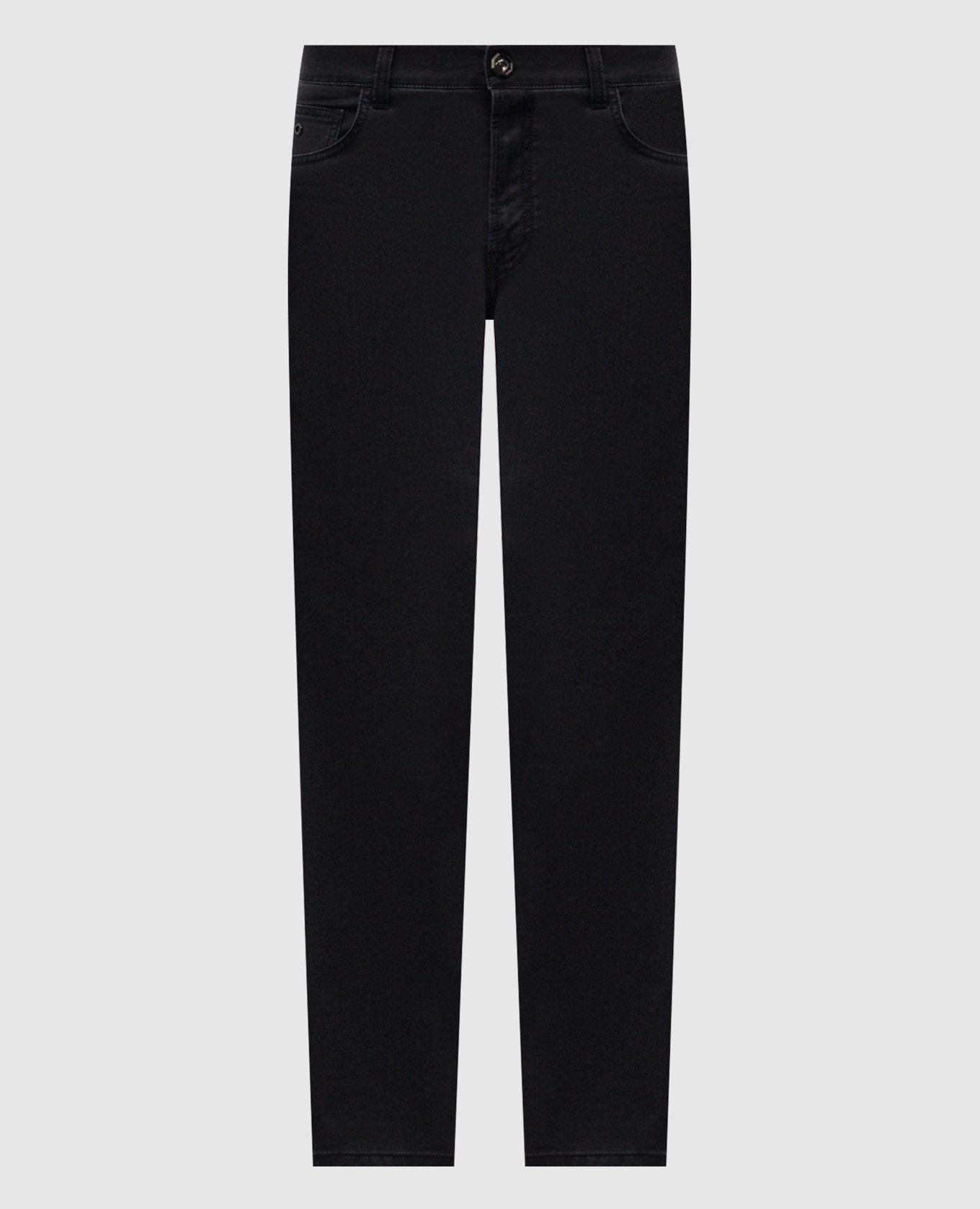 Black jeans with logo patch and emblem
