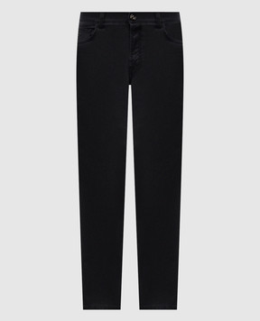 Stefano Ricci Black jeans with logo patch and emblem MFT61B1010T286BK