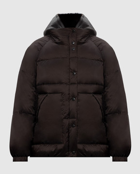 Yves Salomon Army Brown down jacket with fur 26WFV02467U08W