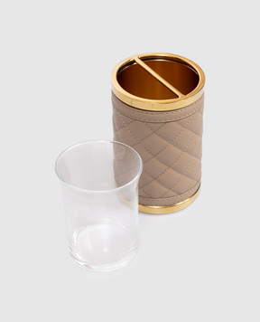 Giobagnara Brown leather toothbrush holder Alghero Diamonds BSTBPTGOLDRV105