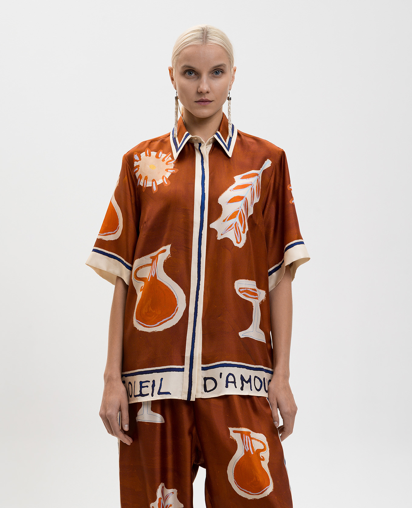 

Soleil D'Amour brown silk blouse Alemais