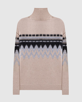 Allude Beige cashmere sweater with a pattern 26551001