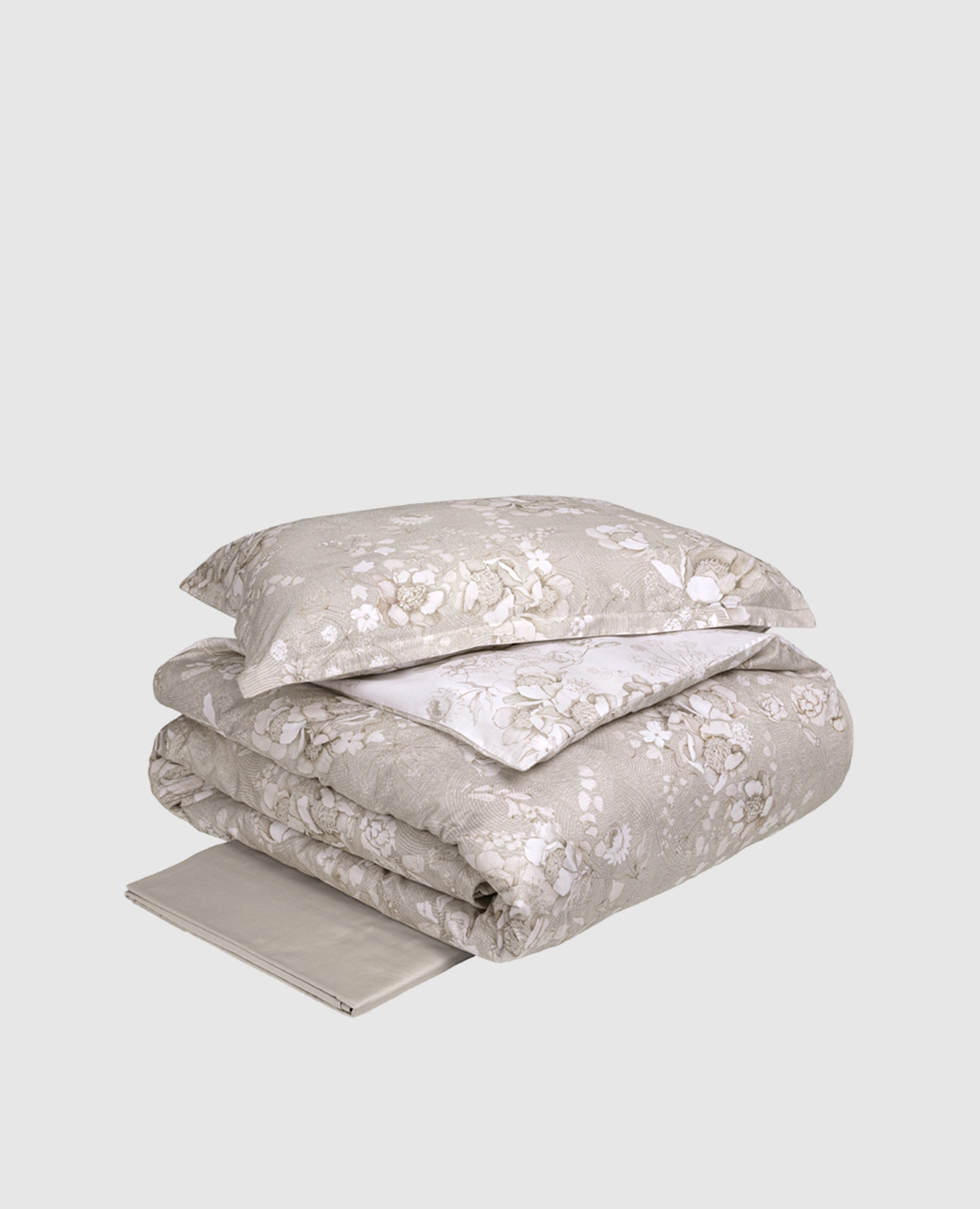 

Orto reversible floral print cotton bedding set Fazzini, Beige