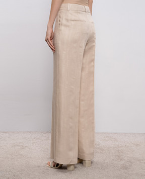 Peserico Beige linen pants with patch A0433501920