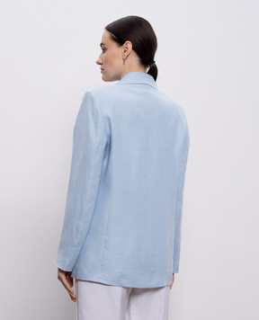 Peserico Blue linen jacket with monil chain A0111602606
