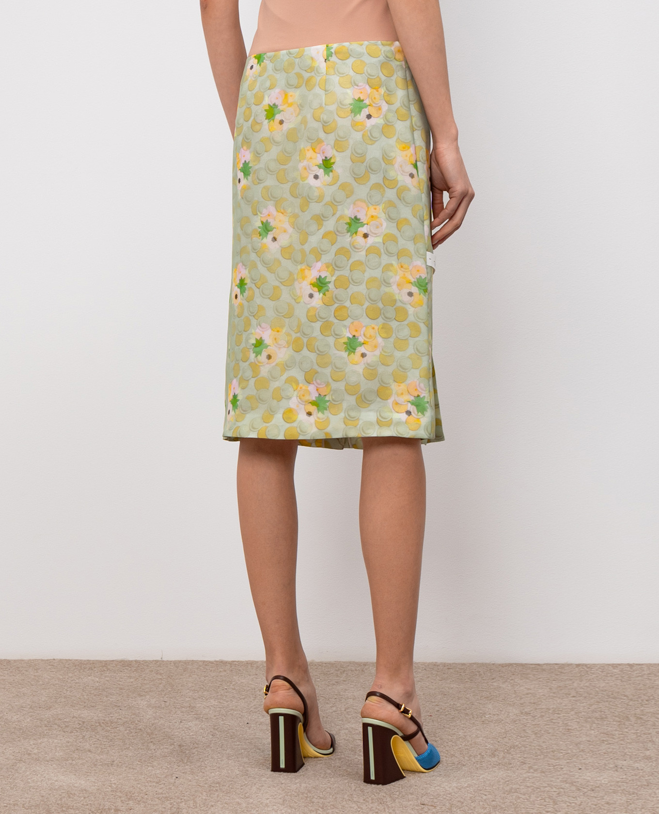 Green printed silk skirt Fendi 4