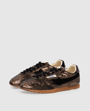 AUTRY Brown Windspin sequin sneakers WSLWEI01