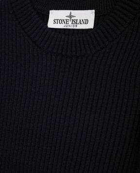 Stone Island Children's blue wool sweater with logo K2S165100010S0C0268