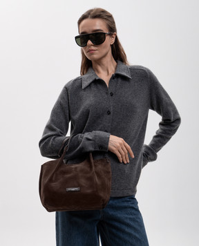 Gianni Chiarini Dua brown suede tote bag with logo patch BS9799CMPL
