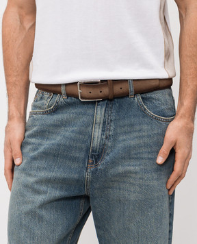 Santoni Brown suede belt with a degraded effect CM40VC003C07EACD