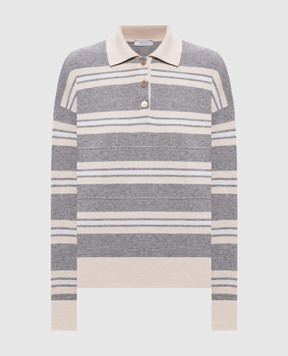 Peserico Grey striped wool, silk and cashmere jumper A99869F12D9283