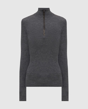 Brunello Cucinelli Grey ribbed wool and cashmere jumper M14817604