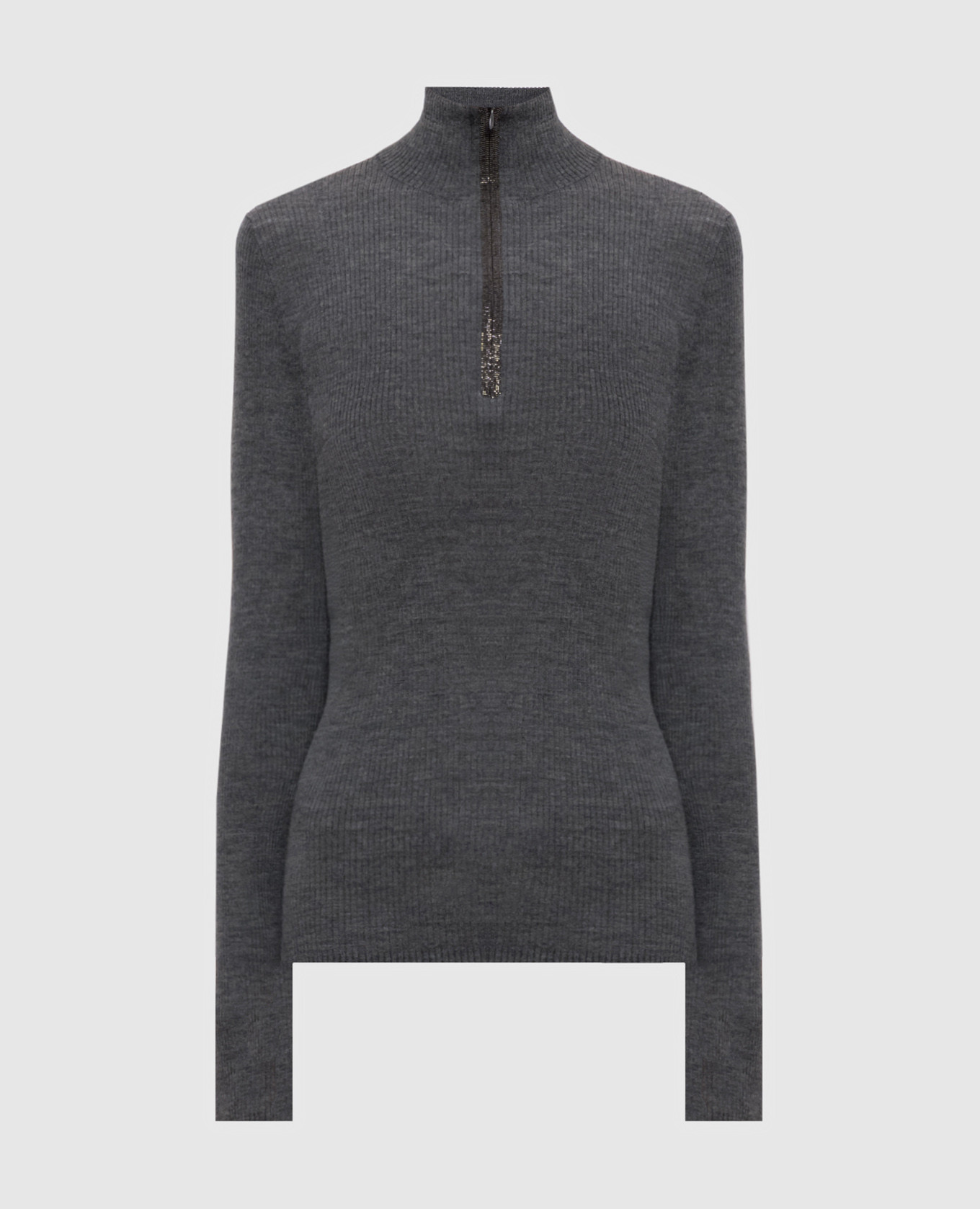 Grey ribbed wool and cashmere jumper Brunello Cucinelli