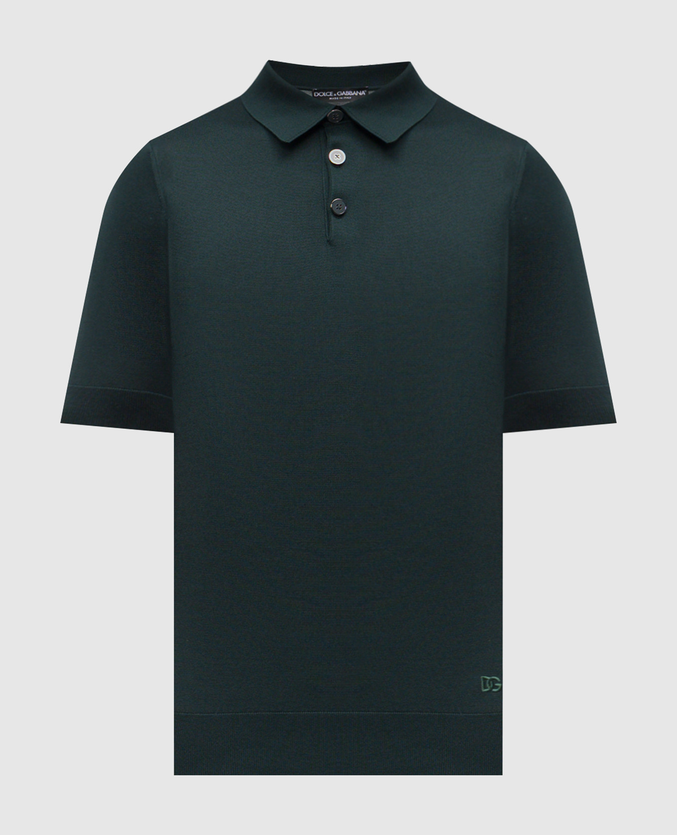 Green silk polo with logo