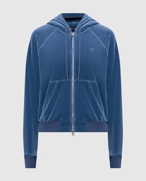 Tom Ford Blue velvet sports jacket with monogram FLJ070JEX154