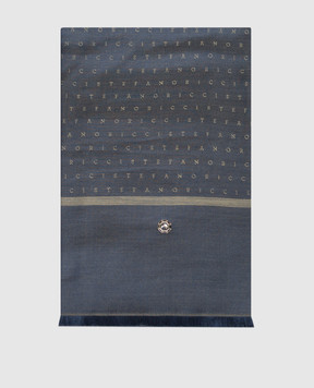 Stefano Ricci Blue silk and cashmere scarf MWA63000407442