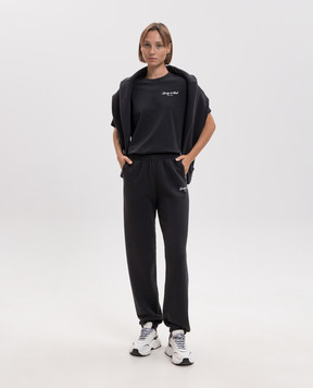Sporty & Rich Black straight-cut T-shirt with NY logo print TO11971329BA02
