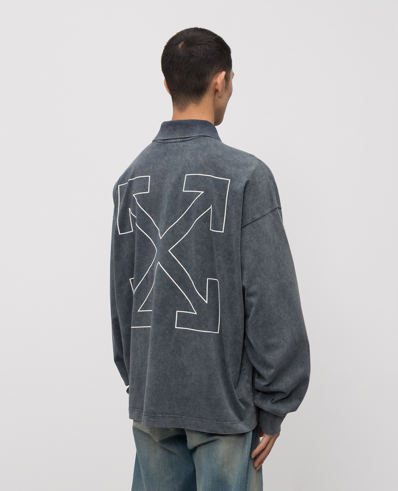 Blue long-sleeved polo shirt with logo Off-White 4