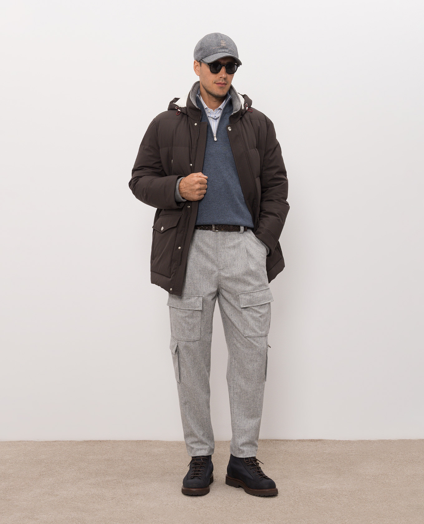 Grey wool cargo pants Brunello Cucinelli 2
