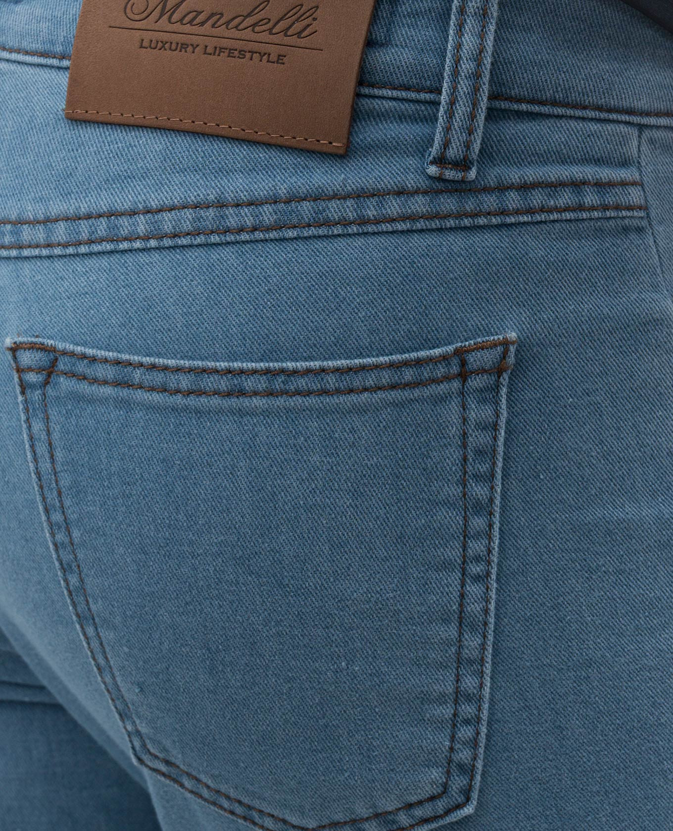 

Blue slim jeans with logo patch Enrico Mandelli, Light blue