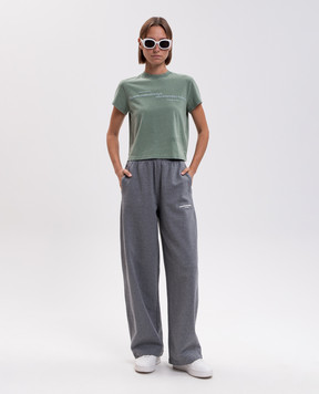 Alexander Wang Green cropped T-shirt with textured logo 1CC3261386