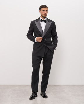Brunello Cucinelli Gray double-breasted linen and wool suit MZ408AS38P
