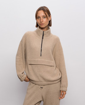 Brunello Cucinelli Beige cashmere sweater with zipper M12250004P