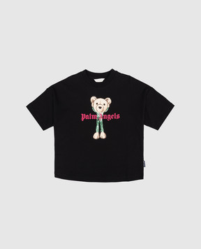 Palm Angels Children's black T-shirt with print PBAA002S26JER004