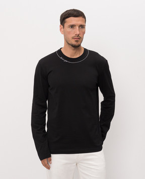 Dolce&Gabbana Black long sleeve with contrasting logo embroidery G8SD2ZG7P9O