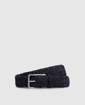 Canali Blue suede braided belt KB0044050C