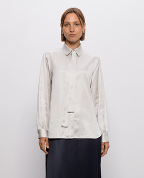 Peserico Gray blouse with ribbon A06293A06638