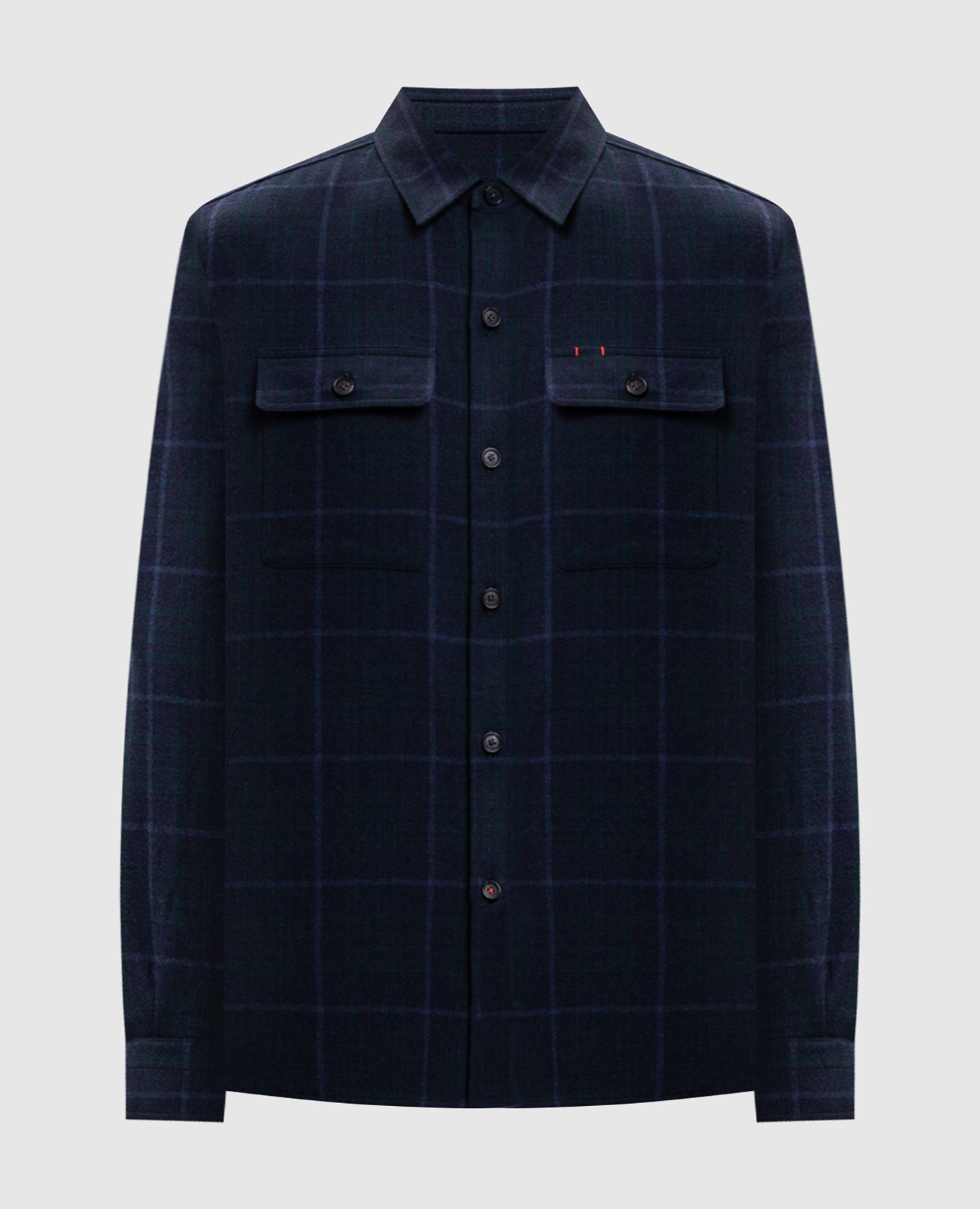 Blue wool and cashmere check shirt ISAIA