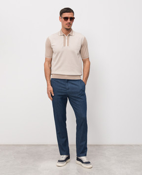 Castangia dal 1850 Beige polo shirt with a pattern Q811840HSWZS26