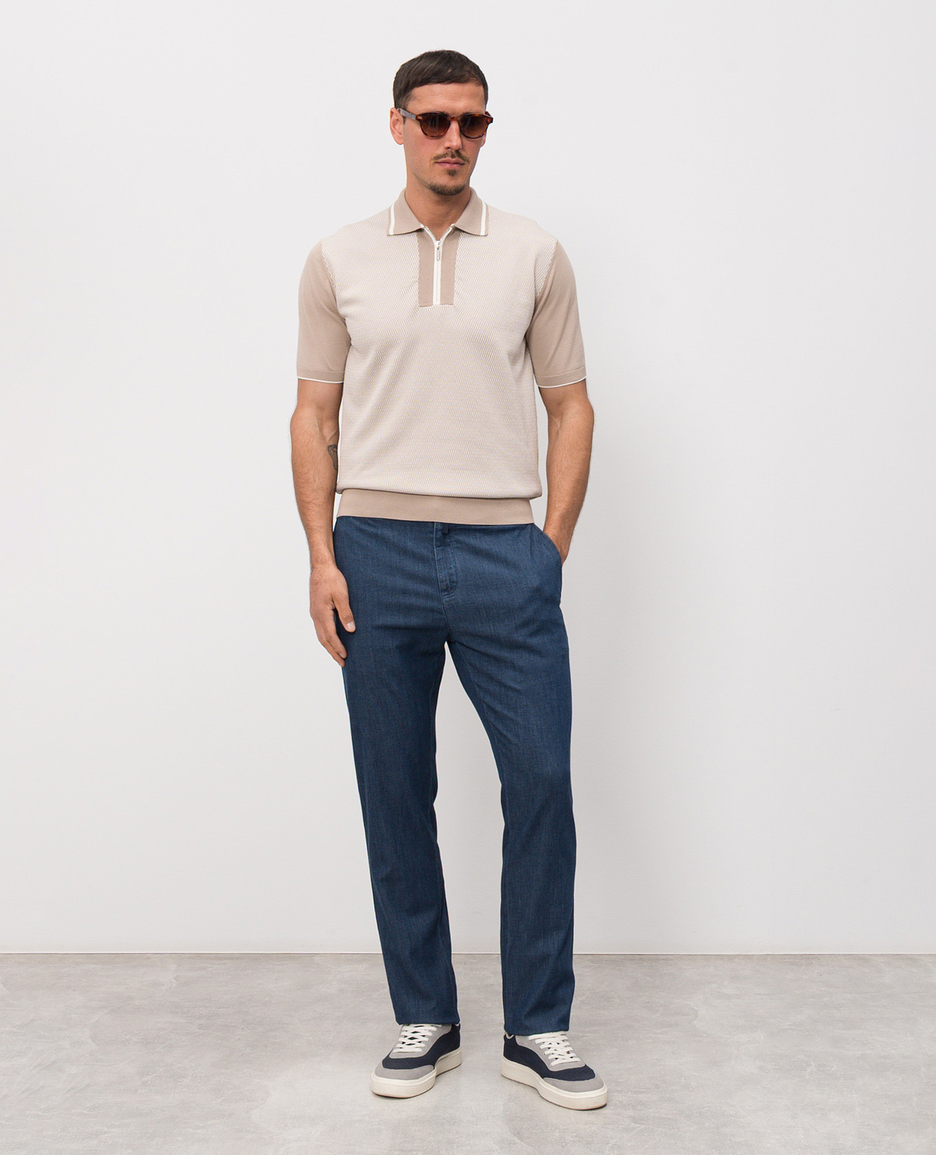 Beige polo shirt with a pattern Castangia dal 1850 2