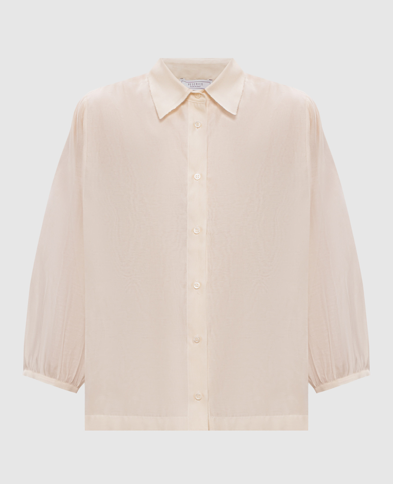 Beige silk blouse with monil chain