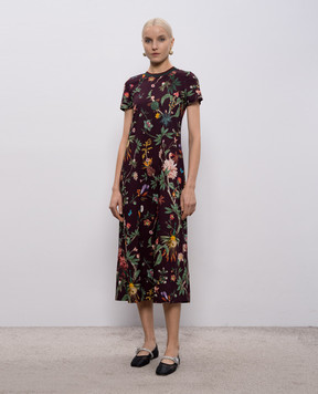 La DoubleJ Burgundy printed midi dress DRE0247JER002ZOF02