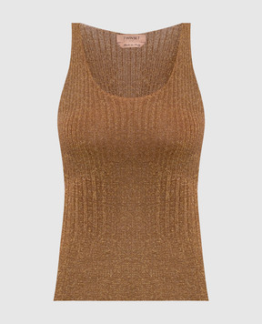 Twinset Brown ribbed top with lurex 261TP3041