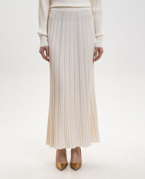 Balmain White ribbed skirt GF1LD393KJ30