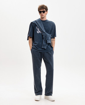 Off-White Blue T-shirt with branded print 44MAA120S26J00G