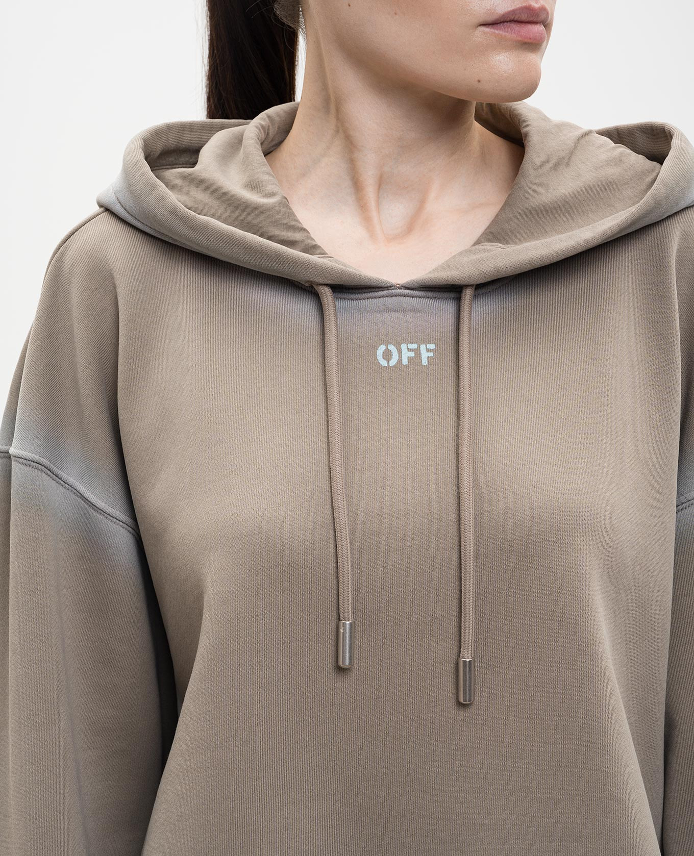 Brown Spray cropped hoodie with logo print Off-White 5