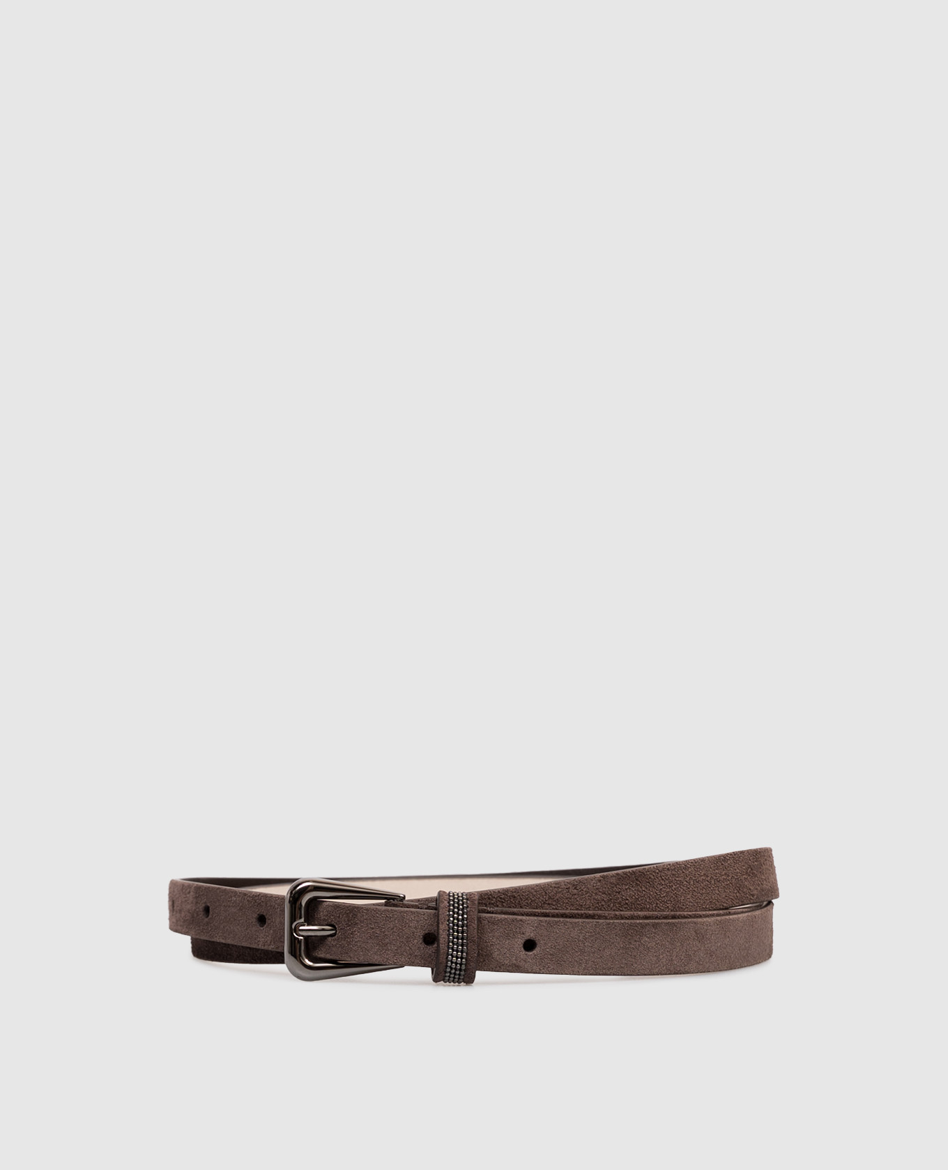 Brown suede belt with monil chain