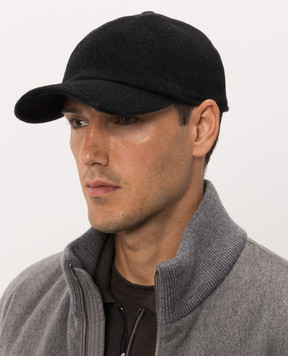 Bertolo Cashmere Dark gray cashmere cap 000301002287