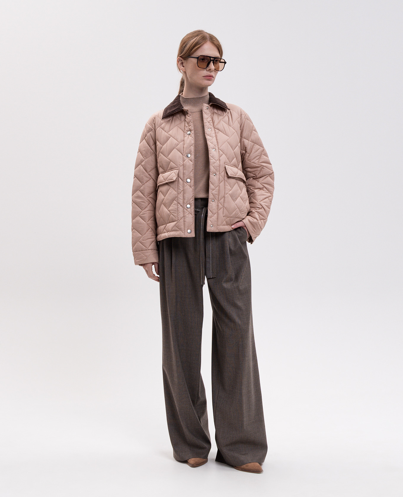 Brown wool pants with belt Peserico 2