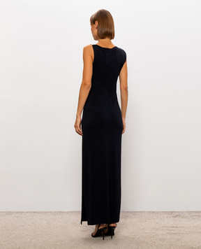 Peserico Dark blue dress with monil chain E02822J005031