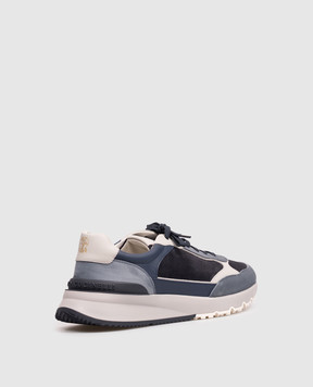 Brunello Cucinelli Blue combination sneakers with textured logo MZUSNEO355