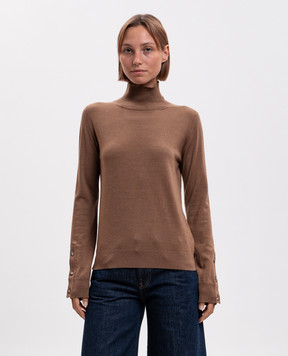 Dondup Brown wool, silk and cashmere turtleneck DT432M01016D002