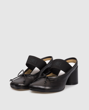 Maison Margiela MM6 Black leather Anatomic mules with bow S59WP0210P3628